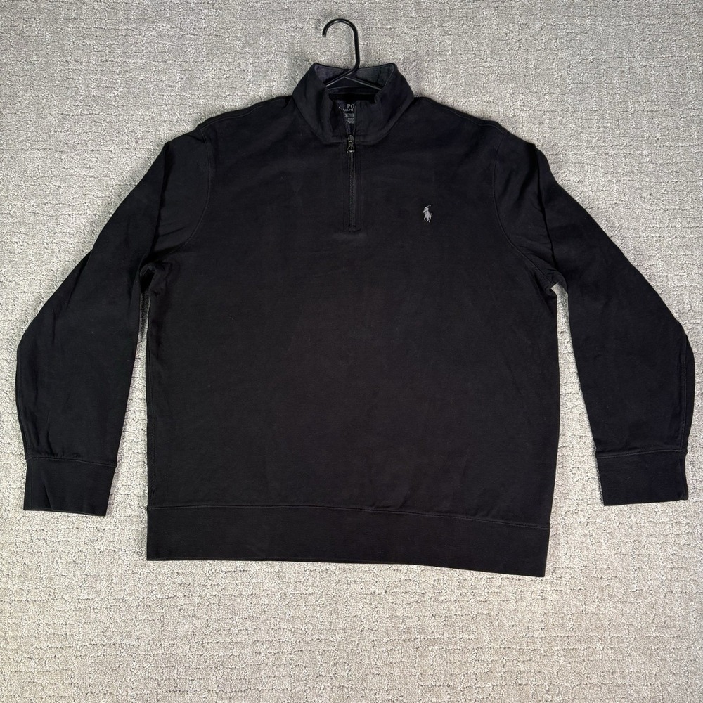 Polo Ralph Lauren Sweater Mens XL Black 1/4 Zip Long Sleeve Pullover Preppy Golf